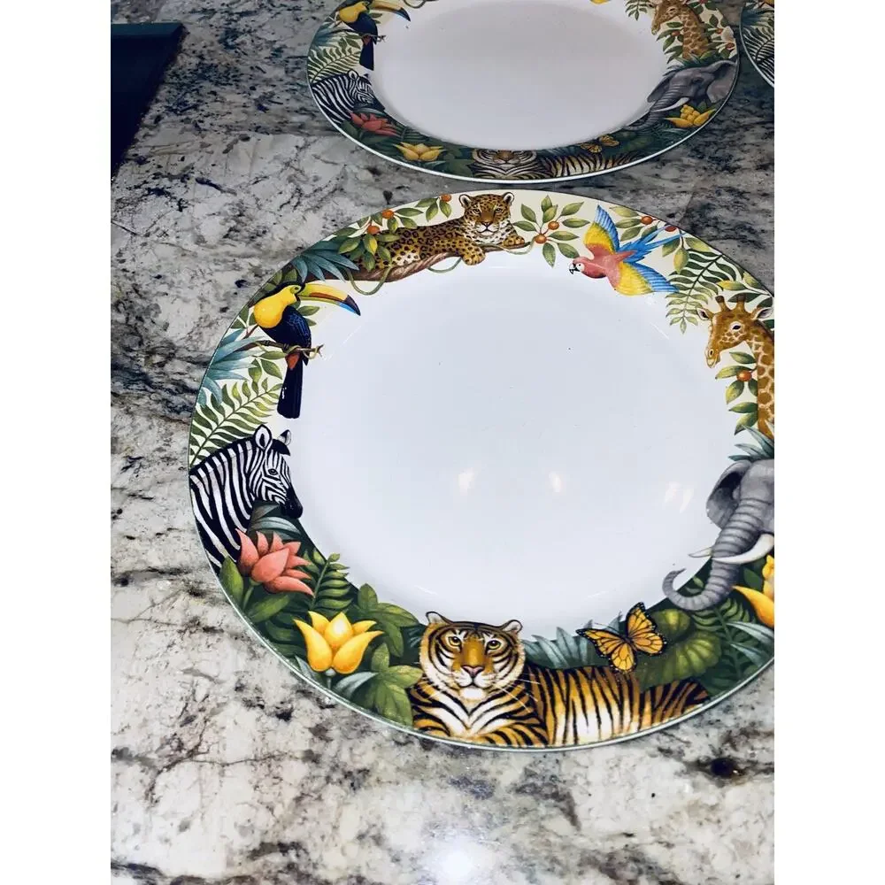 Set of 11 Sakura Jungle Animals Stephanie Stouffer Stoneware Dinner Salad 10